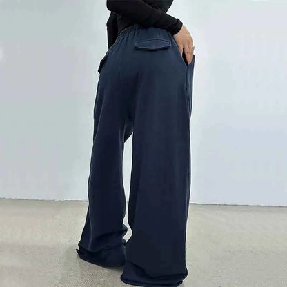 100% Cotton Loose Wide Leg Pants Women Fall Fashion Japanese High Waist Drawstring Casual Sweatpants Y2K Hip Hop Streetwear New