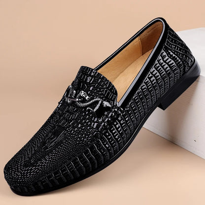 Trendy Brand Men's Genuine Leather Shoes Luxurious Banquet Dress Shoes Men's Low Top Loafers Casual Walking Shoes Big Size：36-47