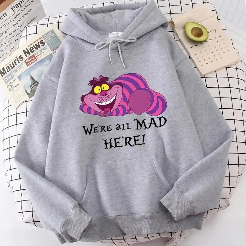 Fashion Gothic Sweatshirts Clothes Alice in Wonderland Hoodie Cheshire Cat Women Manga Sweatshirt Harajuku Female Hoodies Hoody