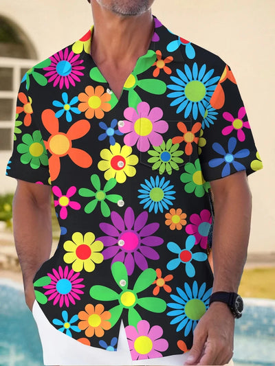 2024 Beach Hawaiian Casual Men's Shirt Outdoor Street Casual Daily Fall Turndown Short Sleeve Fashion Buttoned Shirt for Boys
