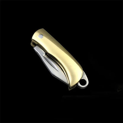 1pc Brass Folding Knife Pocket Keychain Vintage Copper Knife Pendant Outdoor Tools Gift Unpacking Mini Pocket Knives Accessories