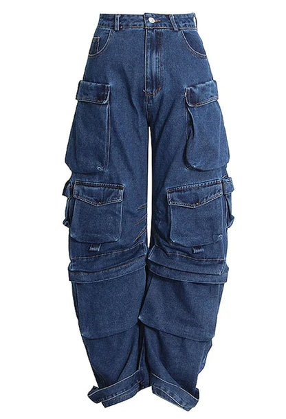 2023 American style retro street camouflage overalls women's hip-hop fried street wide-leg casual pants high street ins tide Y2K