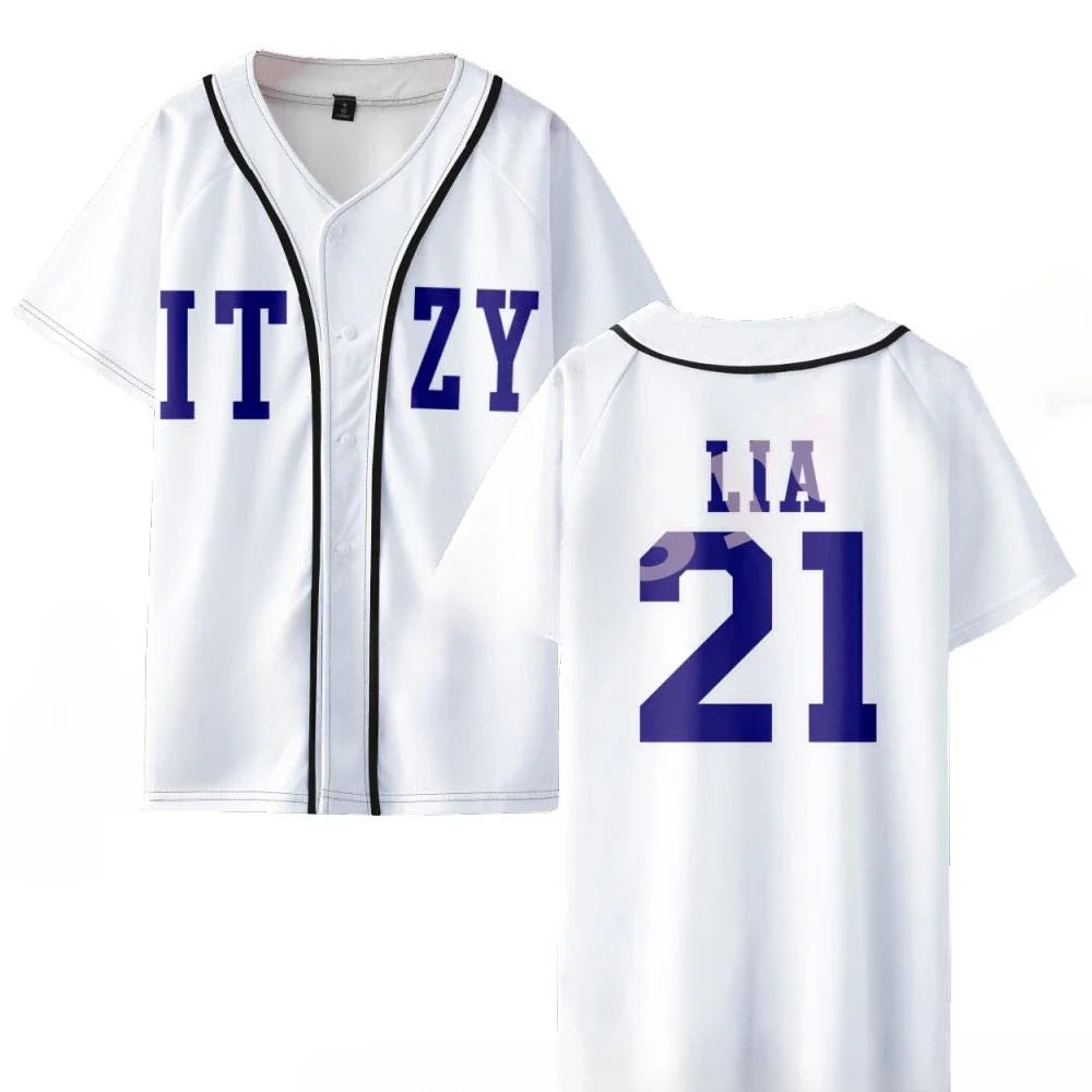 KPOP ITZY Merch Baseball T-shirt Women/Men Fashion Summer Short Sleeve Graphic Tees Streetwear Hip Hop Baseball Jersey