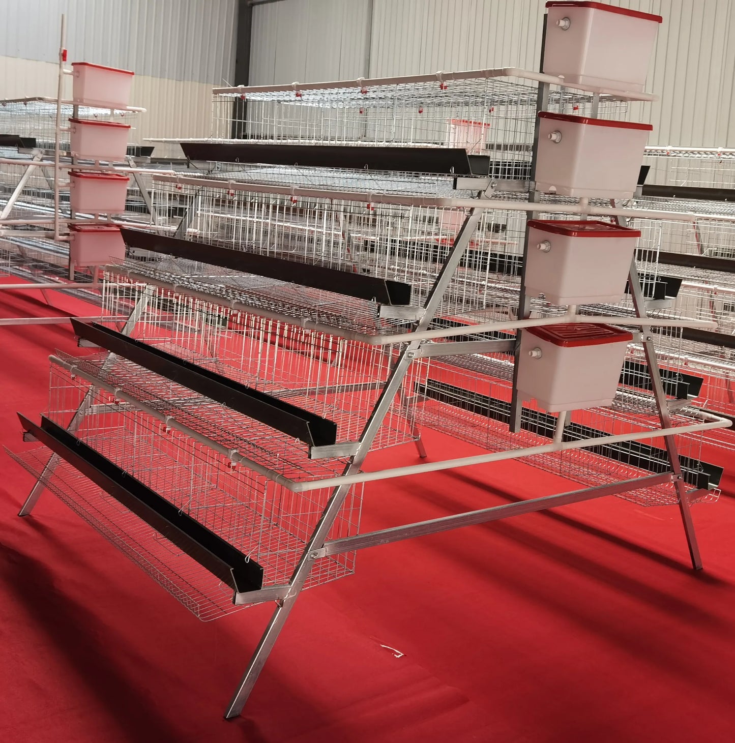 Hot Sale A Type Galvanized 4 Levels 4 Doors Chicken Laying Cage Poultry Equipment