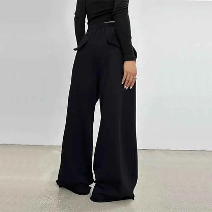 100% Cotton Loose Wide Leg Pants Women Fall Fashion Japanese High Waist Drawstring Casual Sweatpants Y2K Hip Hop Streetwear New