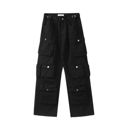 2023 American style retro street camouflage overalls women's hip-hop fried street wide-leg casual pants high street ins tide Y2K