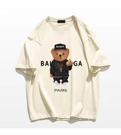 100%Cotton Women's T-Shirt for Women Bear Letter Printing Short Sleeve Summer Top Quality Luxury Brand Tees Female Streetwear