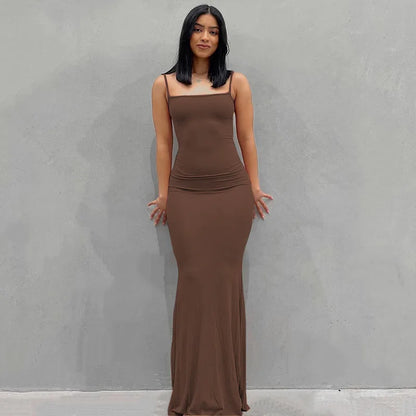 Y2K summer casual style Japanese and Korean casual women's suspender style collarless dress dress