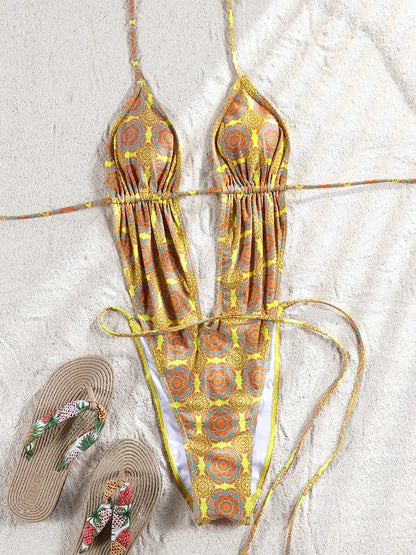 ZRTAK Sexy One Piece Swimsuit Female Sexy Women Monokini Swimwear 2024 Bandage Bathing Suit Pleated Biquini Vintage Beachwear