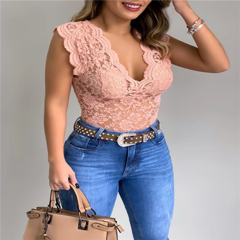 Women Tops Summer Sexy Lace Crochet Cardigan Casual Solid Color Trend Lace Hollow Out Top For Ladies