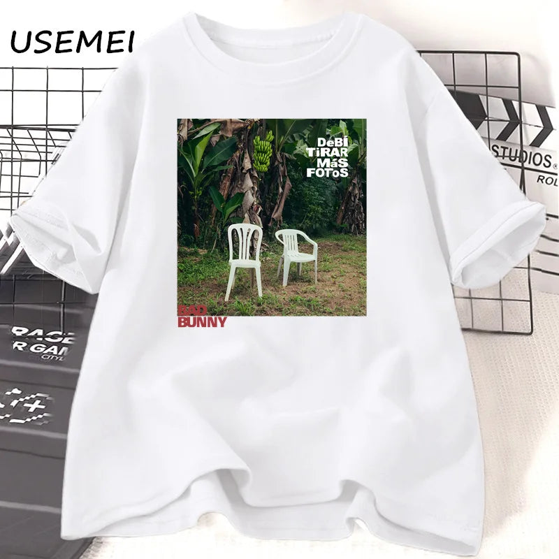 Bad Bunny Debi Tirar Mas Fotos Album T-shirt Cotton Short Sleeve O Neck Tshirt Unisex Streetwear Bad Bunny Merch Tees Clothes