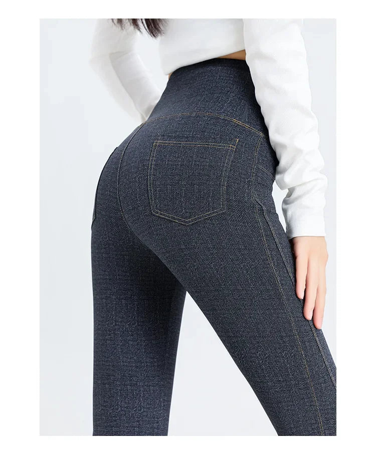 2024 New Women's Denim Shark Pants Outerwear Thin Leggings Bell-Bottom Tummy Control Underwear Summer Fashion