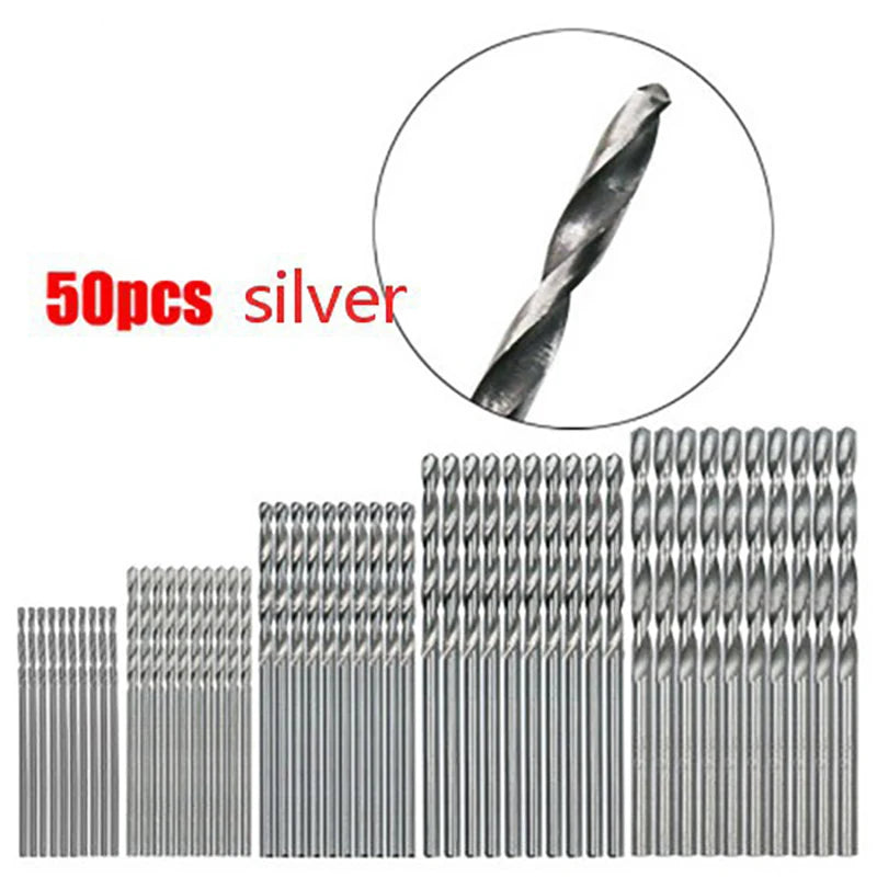 100/50Pcs Titanium Coated Drill Bits HSS High Speed Steel Set Tool Quality Power Tools 1/1.5/2/2.5/3mm