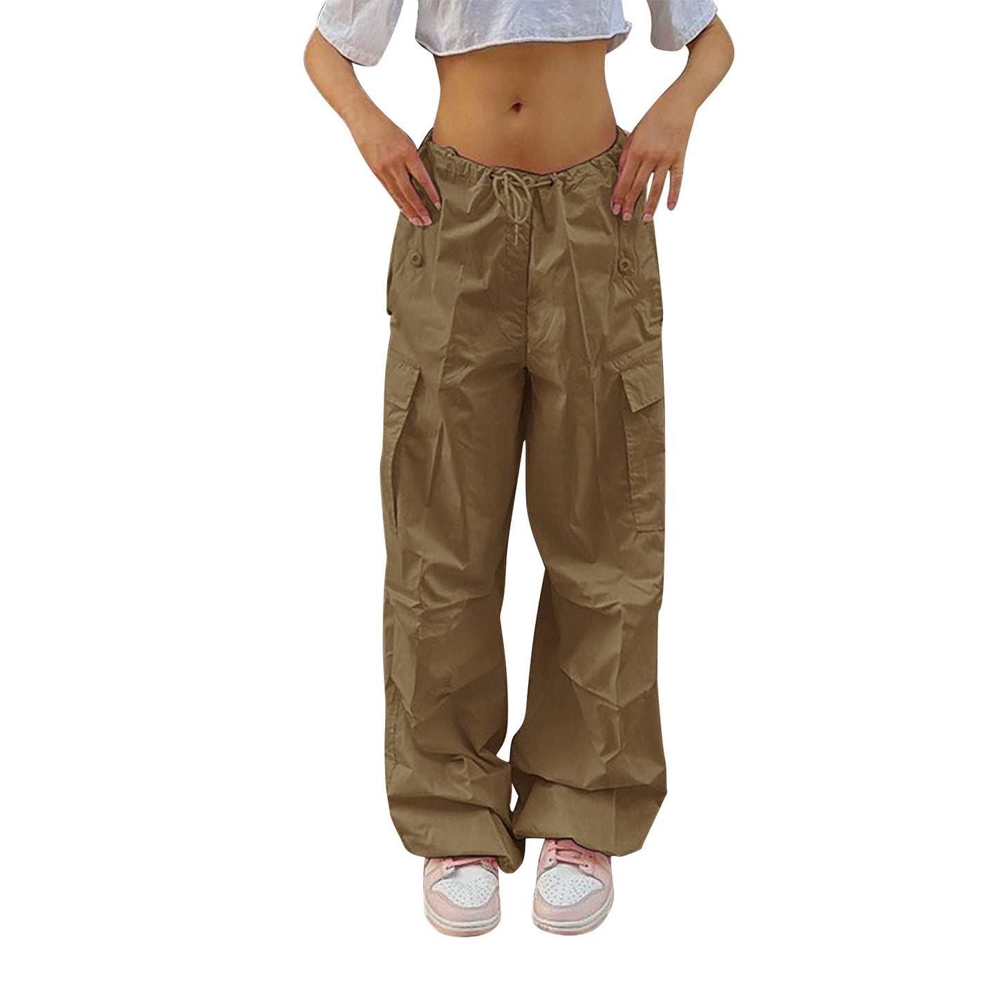 Y2K Women's Straight Cargo Pants With Pockets Loose Wide Leg Pants Hip Hop Sweatpants Casual Trousers Streetwear Pantalones