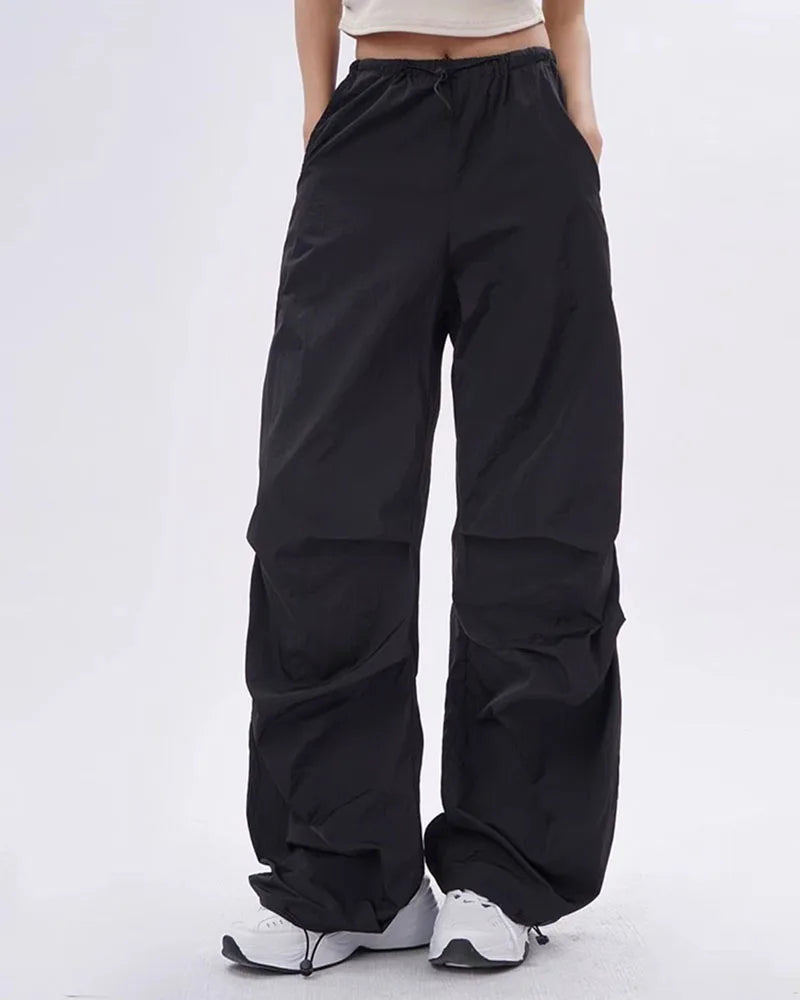 Xpqbb Y2K Parachute Pants Women Harajuku Streetwear Wide Leg Baggy Sweatpants Female Vintage Hip Hop Joggers Cargo Trousers