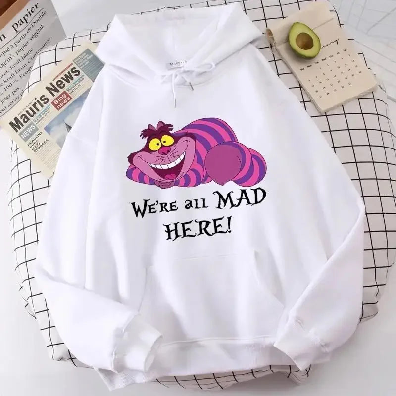 Fashion Gothic Sweatshirts Clothes Alice in Wonderland Hoodie Cheshire Cat Women Manga Sweatshirt Harajuku Female Hoodies Hoody