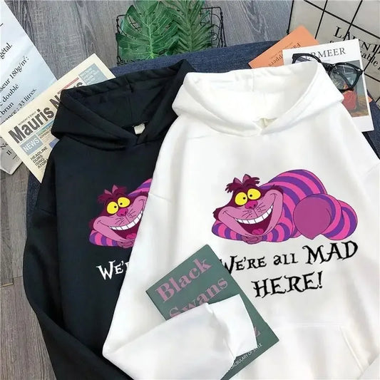 Fashion Gothic Sweatshirts Clothes Alice in Wonderland Hoodie Cheshire Cat Women Manga Sweatshirt Harajuku Female Hoodies Hoody