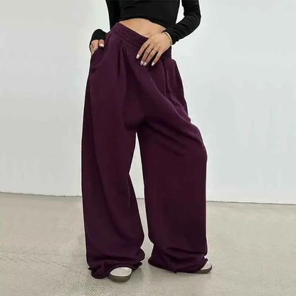 100% Cotton Loose Wide Leg Pants Women Fall Fashion Japanese High Waist Drawstring Casual Sweatpants Y2K Hip Hop Streetwear New