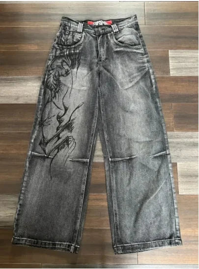 SIRI American Retro Washed High Street Wide-leg Casual Jeans Women 2024 Spring and Autumn New Mid-waist Drape Jeans and Trousers