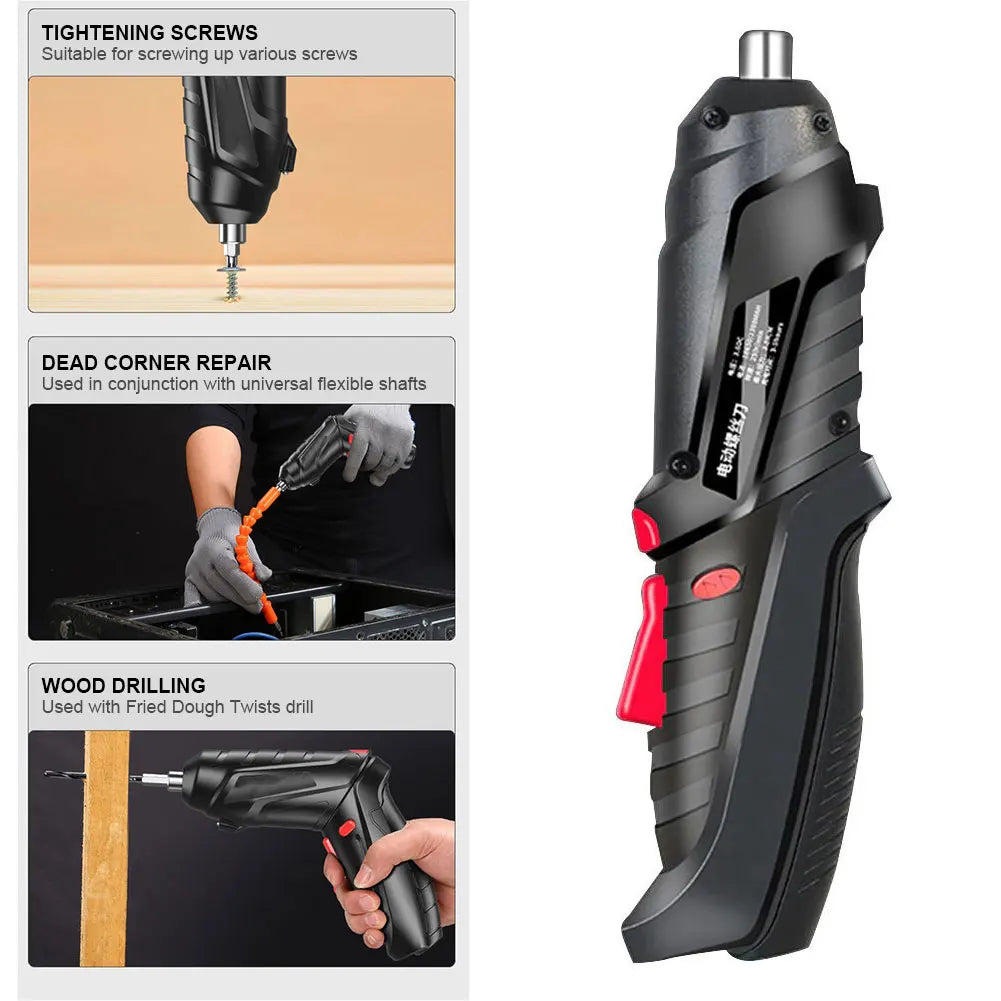 2/47pcs 3.6V Screwdriver Kit Rechargeable Lithium Battery Cordless Electric Screwdriver Drill Kit Folding Home Power Tools