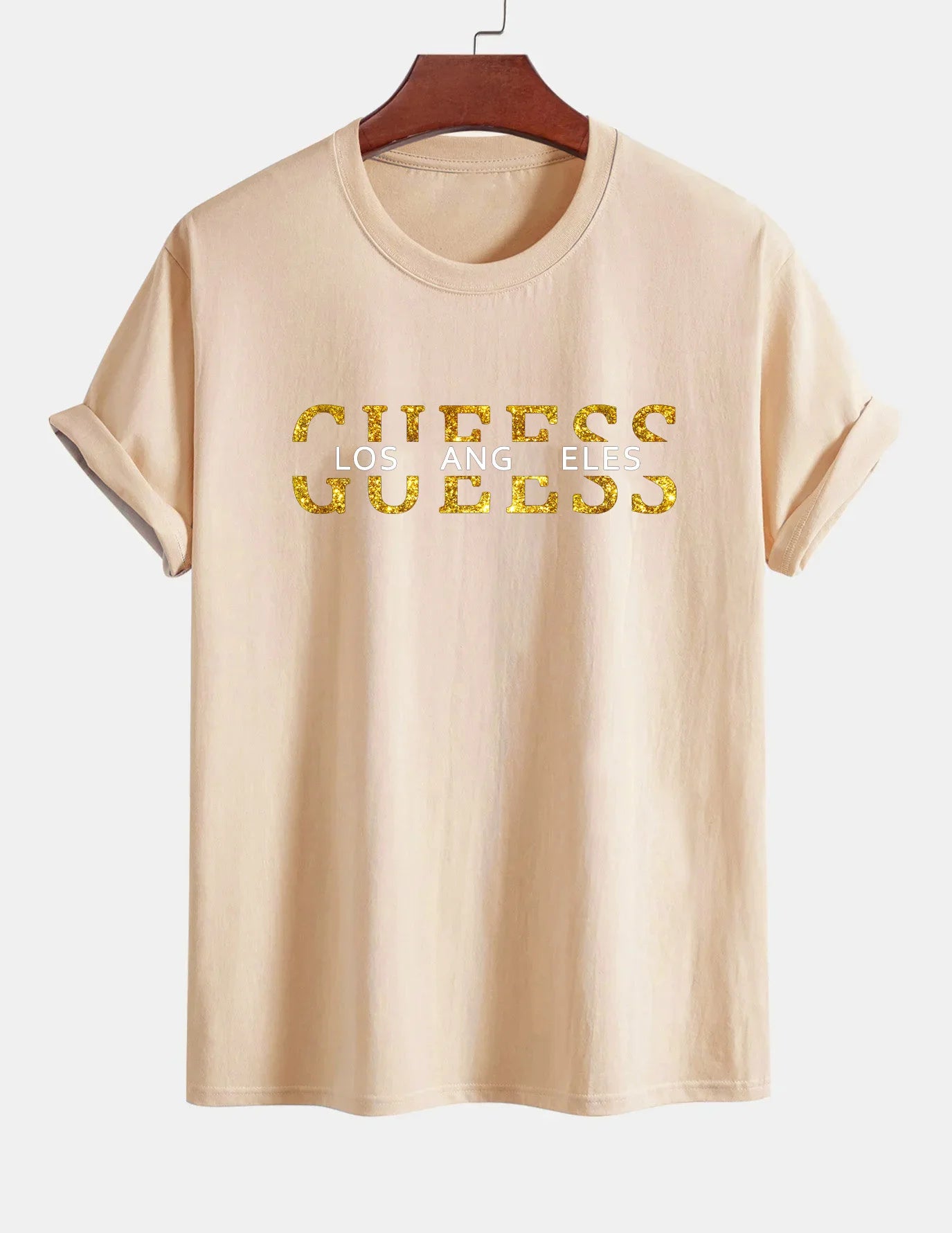 Women's T-shirt 100% pure cotton summer casual loose fashion GUESS Los Angeles letter printed round neck short sleeved T-shirt