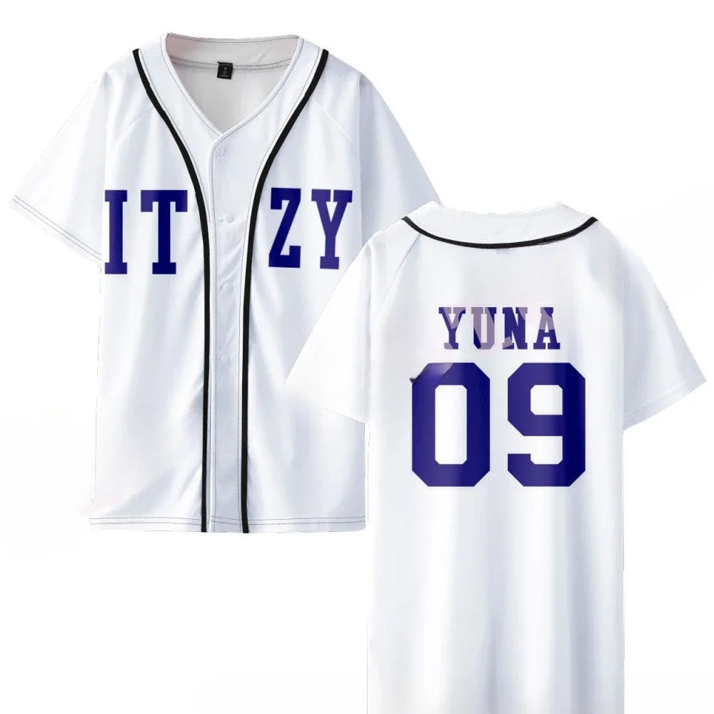 KPOP ITZY Merch Baseball T-shirt Women/Men Fashion Summer Short Sleeve Graphic Tees Streetwear Hip Hop Baseball Jersey