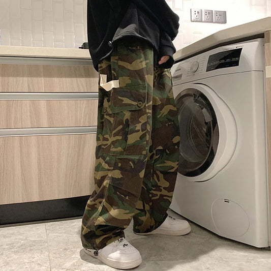 Y2K High Waist Camouflage Cargo Pants Women Fashion Bf Hip Hop Streetwear Loose Wide Leg Trousers Vintage Casual Jogging Pants