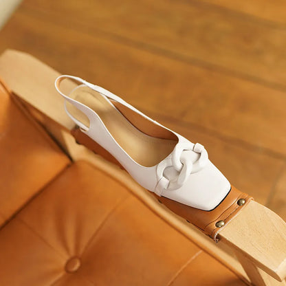 【JOCHEBED HU】new brand summer new style fashion women genuine personality leather buckle square toe thick heel shoes 34-43