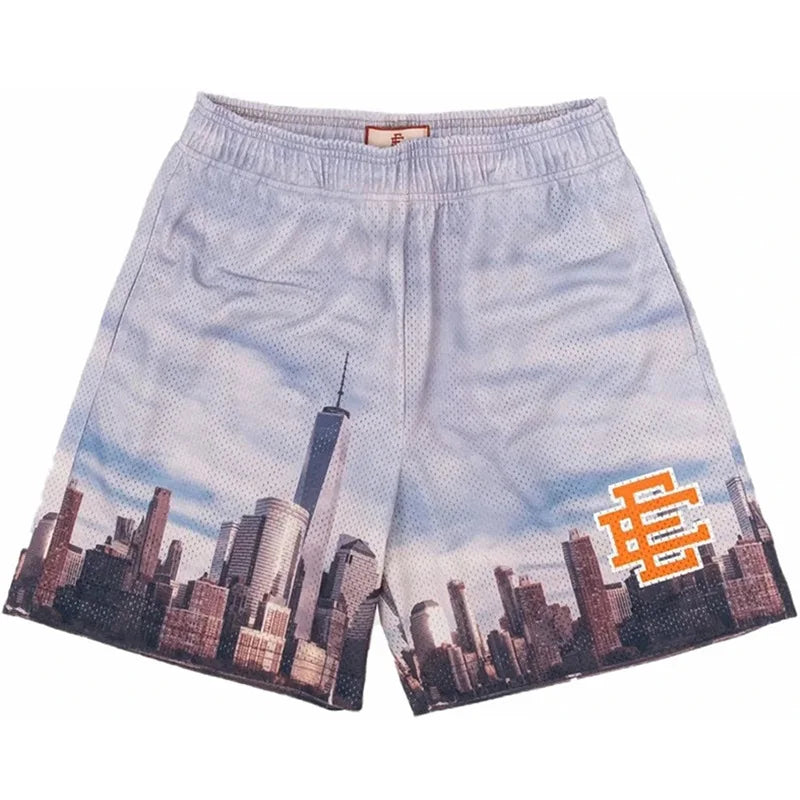 2024 EE Basic Short NEW YORK CITY SKYLINE men's casual shorts fitness sports pants summer gym workout mesh shorts men shorts