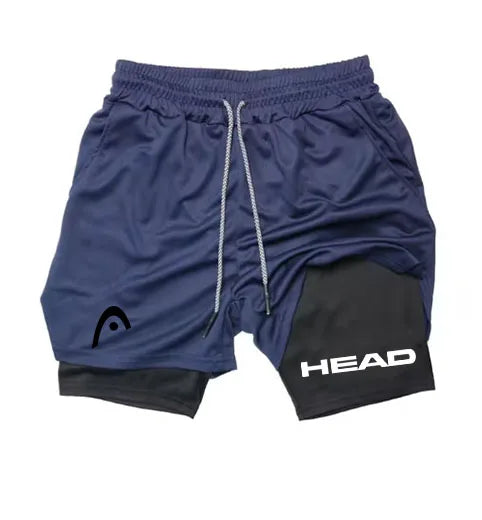 2 in 1 Compression Shorts for Head Men Gym Workout Running Shorts with Phone Pockets Athletic Quick Dry Activewear