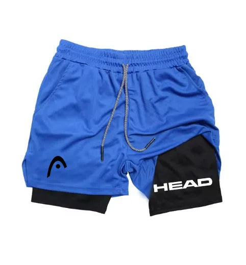 2 in 1 Compression Shorts for Head Men Gym Workout Running Shorts with Phone Pockets Athletic Quick Dry Activewear