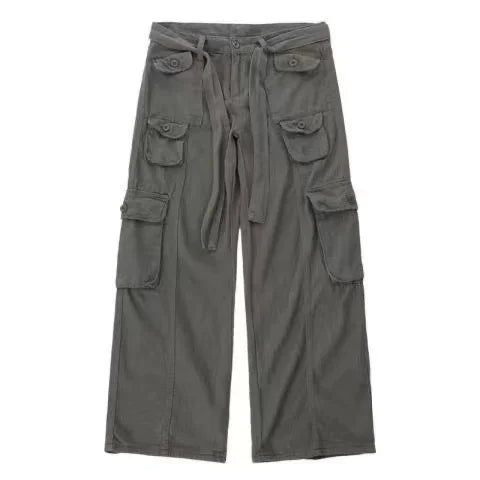 2023 American style retro street camouflage overalls women's hip-hop fried street wide-leg casual pants high street ins tide Y2K