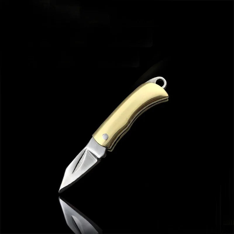 1pc Brass Folding Knife Pocket Keychain Vintage Copper Knife Pendant Outdoor Tools Gift Unpacking Mini Pocket Knives Accessories
