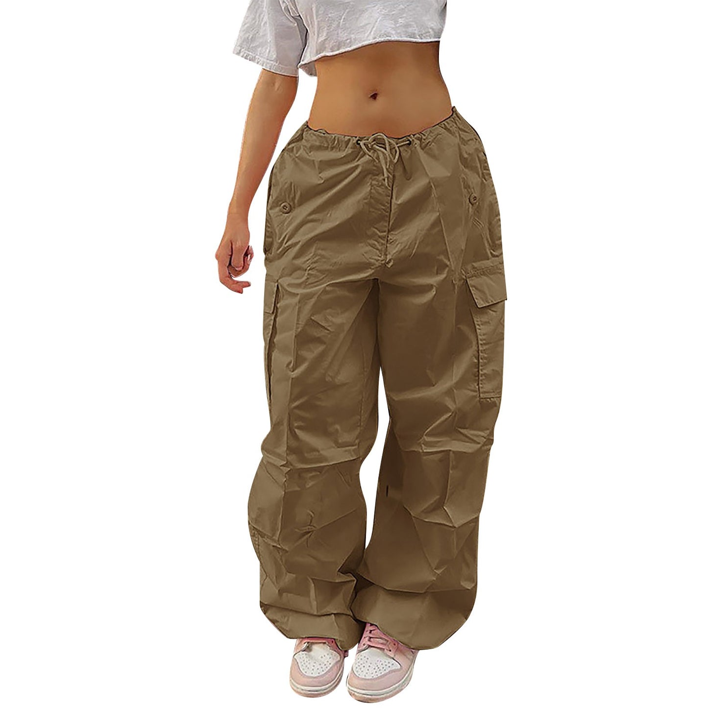 Y2K Women's Straight Cargo Pants With Pockets Loose Wide Leg Pants Hip Hop Sweatpants Casual Trousers Streetwear Pantalones