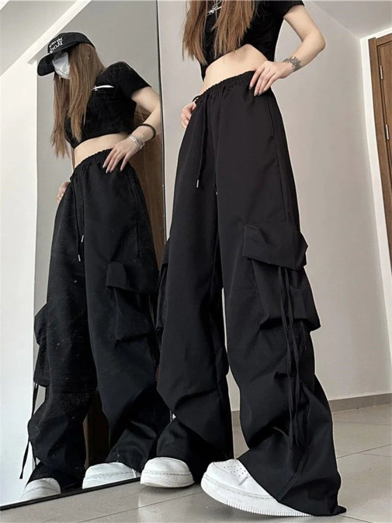 Cargo Pants High Waist Women Streetwear Hip Hop Y2K Trousers Loose Casual American Style 90S Pockets Fashion Female Pants