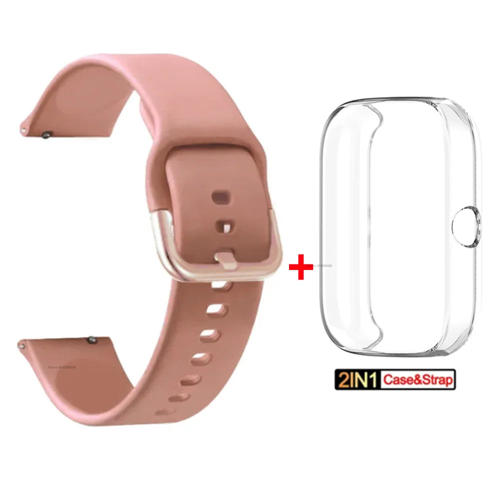 Silicone Strap + TPU Case for Amazfit Bip 3 Pro Smart watch Strap Bracelet for Huami Amazfit Bip 3 Wristband Accessories Band