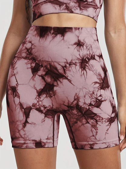 Women's Tie-Dye Yoga Shorts Leggings For High Waist Seamless Cycling Jogging Fitness Push Up Sports Gym Shorts Pants