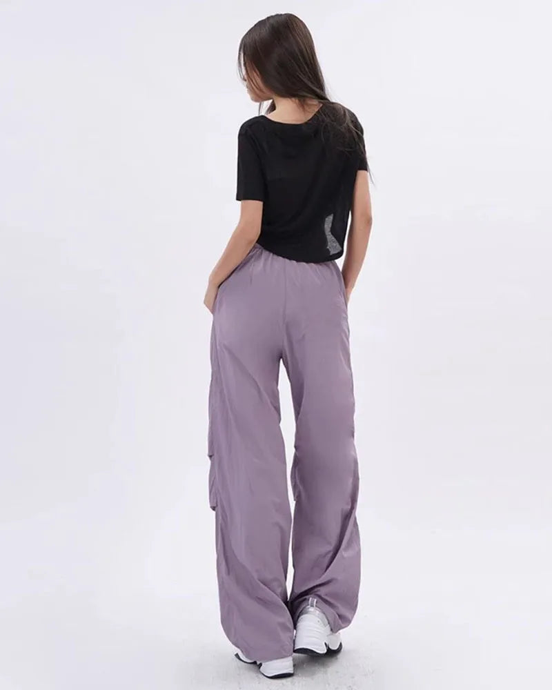 Xpqbb Y2K Parachute Pants Women Harajuku Streetwear Wide Leg Baggy Sweatpants Female Vintage Hip Hop Joggers Cargo Trousers