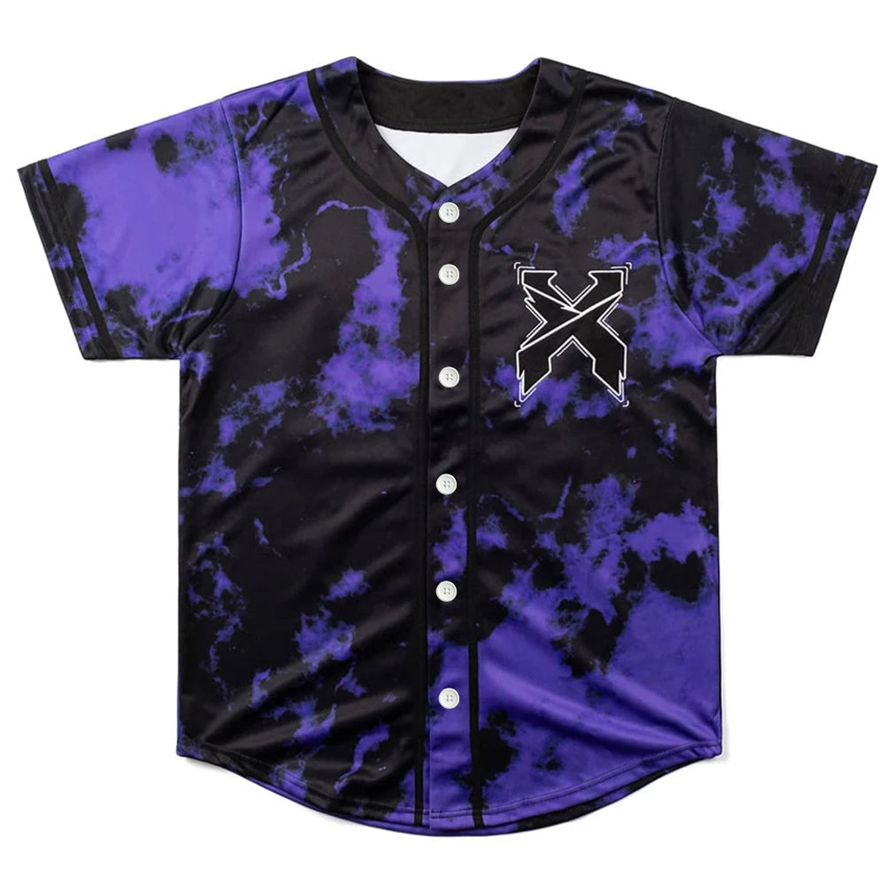 Excision  HEADBANGER purple Baseball Jersey Harajuku Thin button Baseball Uniform Men/Women Baseball Jersey