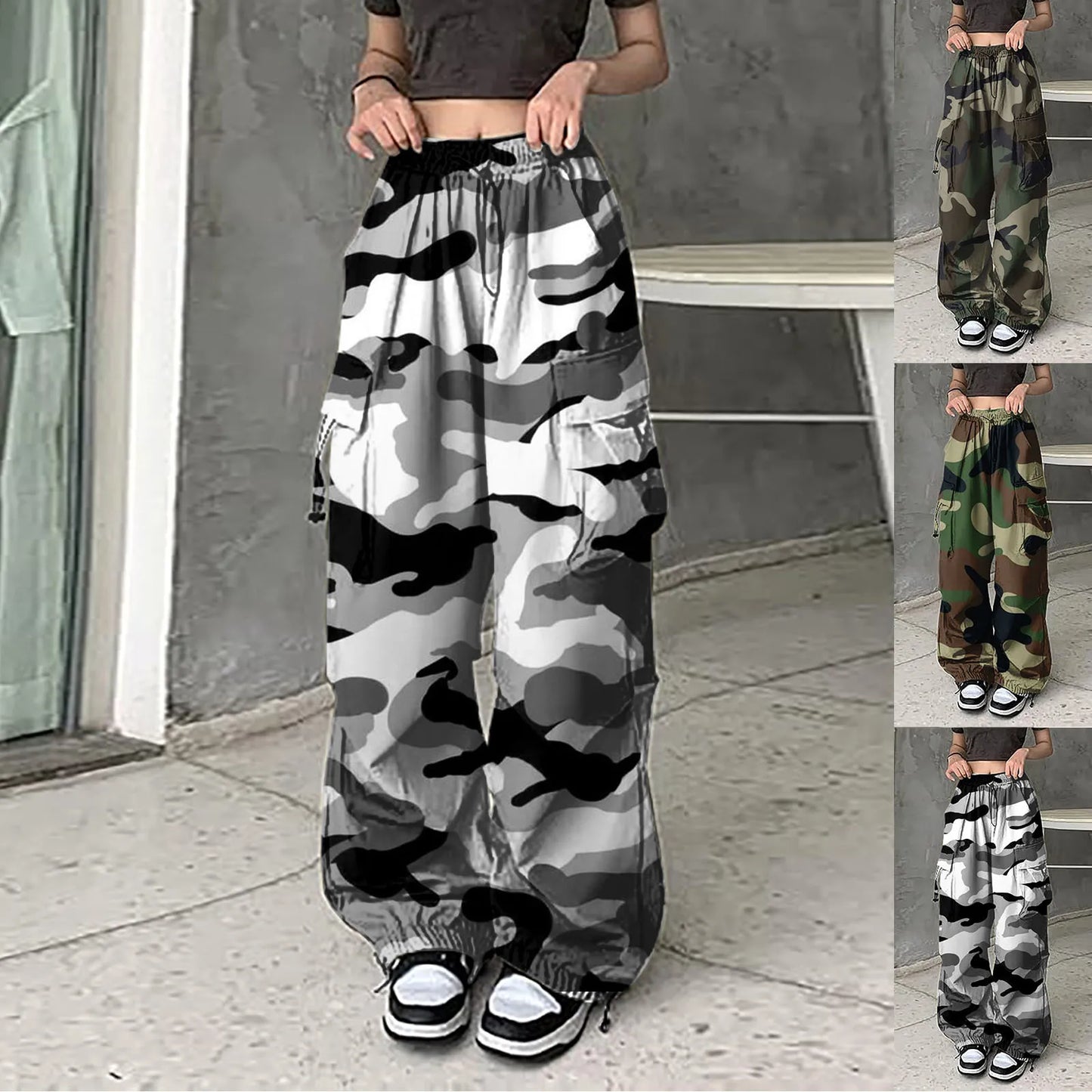 Women Cargo Pants Womens Baggy Cargo Camo Print Pants Streetwear Hip Hop Womens Work Clothes Business Casual Pants Petite