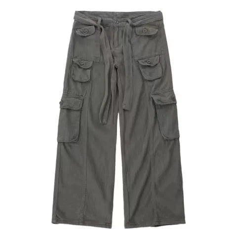 2023 American style retro street camouflage overalls women's hip-hop fried street wide-leg casual pants high street ins tide Y2K