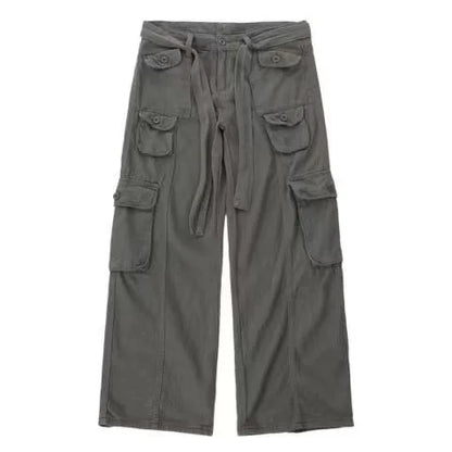 2023 American style retro street camouflage overalls women's hip-hop fried street wide-leg casual pants high street ins tide Y2K