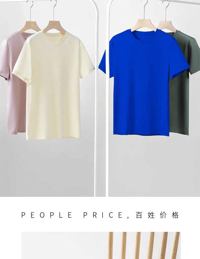 100% Pima Cotton T Shirt Men 14 Color Short Sleeved Tshirt White Round Neck Brand High Quality  Mens Tee Shirts Black Summer new