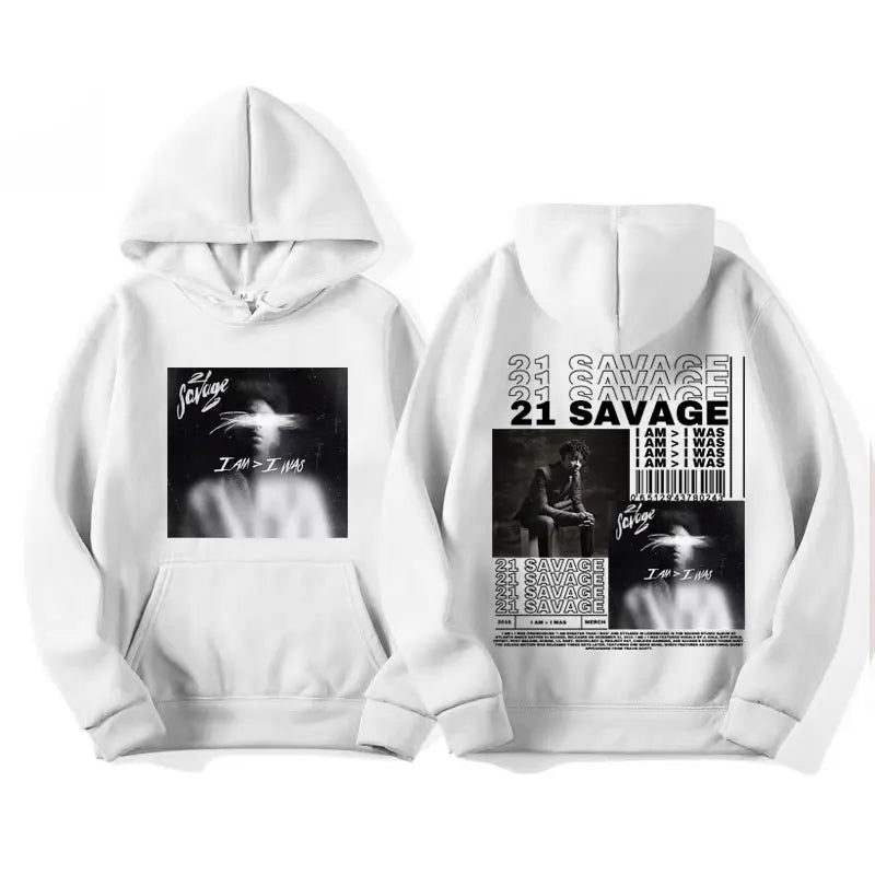 Rapper 21 Savage I Am I Was Album Cover Hoodies Men's Women Hip Hop Vintage Style Hoodie Fashion Oversized Sweatshirt Streetwear