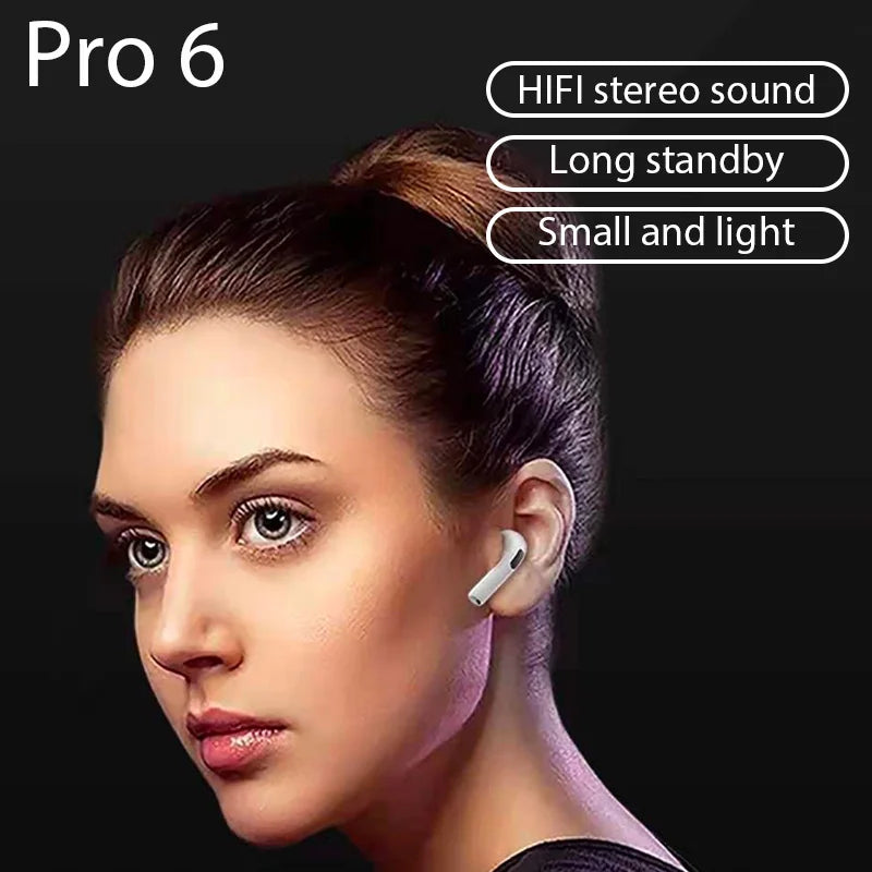 Original Air Pro 6 TWS Wireless Bluetooth Headset 5.3 Headphone Mini Earphone with Mic Charging Box for Xiaomi iPhone Earbuds