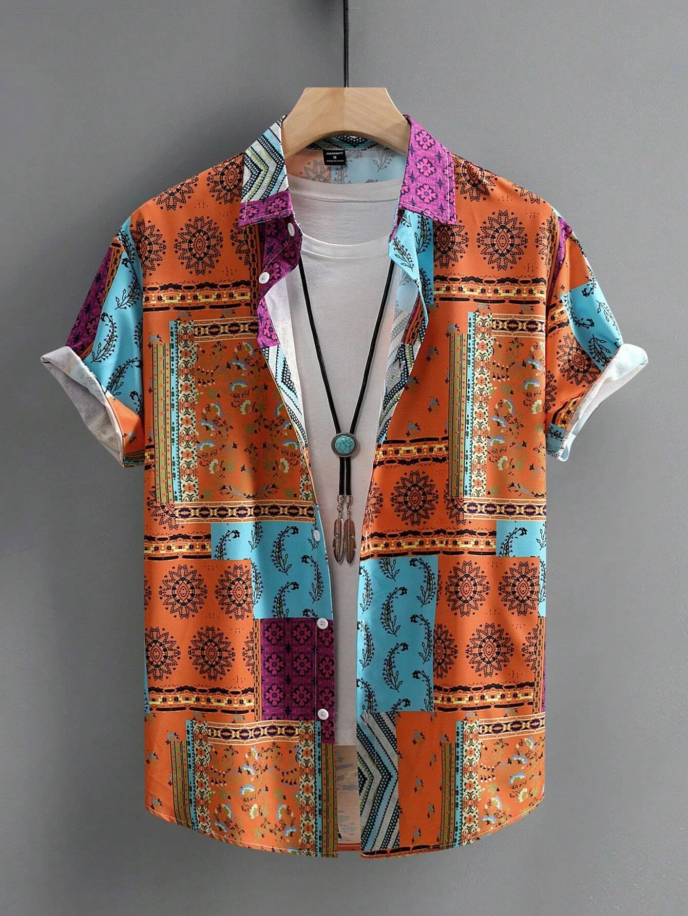 2024 Men Summer Casual Vacation All-Over Printed Short-Sleeved Shirt With Scattered Fashion Top Loose Men Clothing simple design