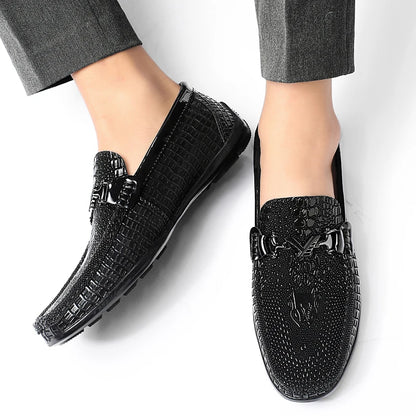 Trendy Brand Men's Genuine Leather Shoes Luxurious Banquet Dress Shoes Men's Low Top Loafers Casual Walking Shoes Big Size：36-47