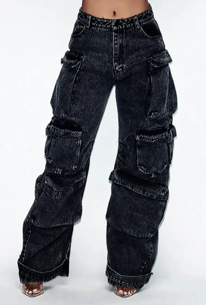2023 American style retro street camouflage overalls women's hip-hop fried street wide-leg casual pants high street ins tide Y2K