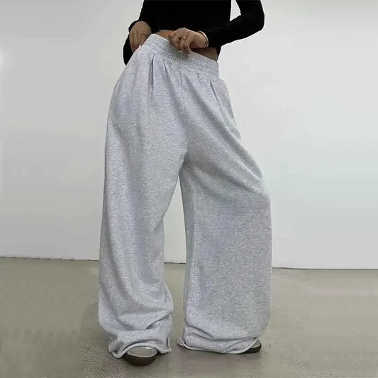 100% Cotton Loose Wide Leg Pants Women Fall Fashion Japanese High Waist Drawstring Casual Sweatpants Y2K Hip Hop Streetwear New