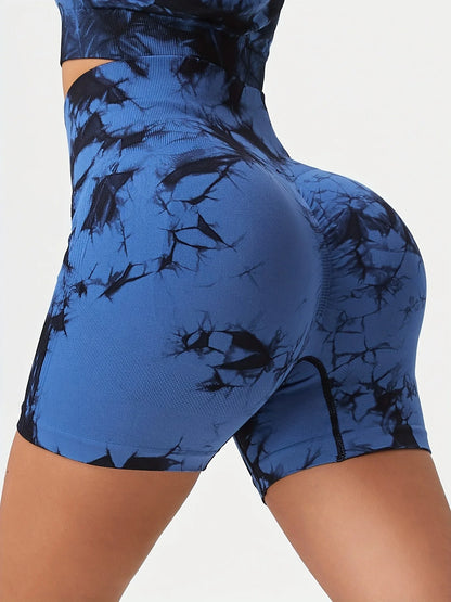 Women's Tie-Dye Yoga Shorts Leggings For High Waist Seamless Cycling Jogging Fitness Push Up Sports Gym Shorts Pants